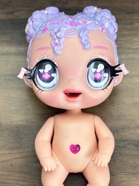 MGA's Glitter BABYZ Lila Wildboom Baby Doll Toddler Toy Purple Hair Glitter 11"